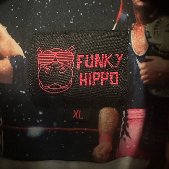 Funky Hippo Apparel Santa Bret Hart Button Down XL WWE - Picture 2 of 2